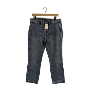 J. Crew Utility Pocket Cropped Jeans Straight Leg Stretch Denim Dark Wash 29 NWT